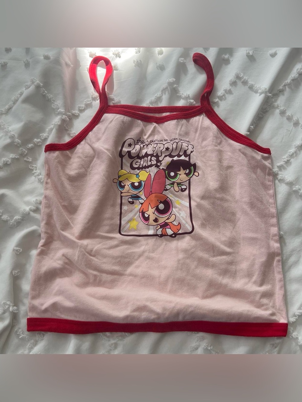 Forever 21 Pink Powerpuff Girls Graphic Tank with Red Trim Size Small